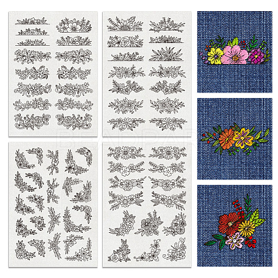 4 Sheets 11.6x8.2 Inch Stick and Stitch Embroidery Patterns DIY-WH0455-040-1