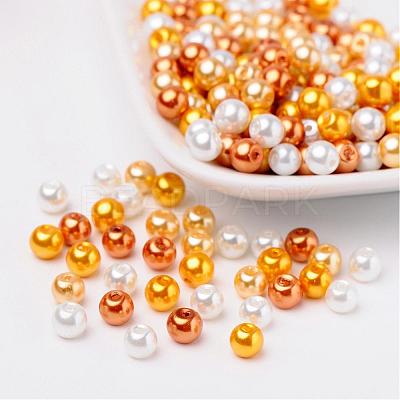 Caramel Mix Pearlized Glass Pearl Beads HY-X006-6mm-02-1