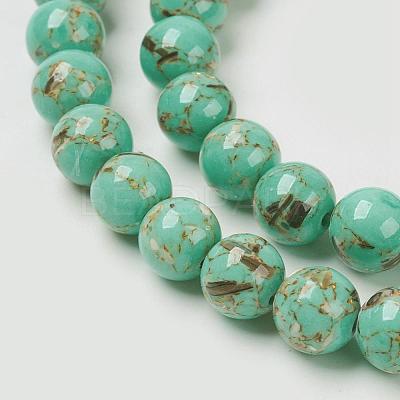 Sea Shell and Synthetic Turquoise Assembled Beads Strands G-G758-07-12mm-1