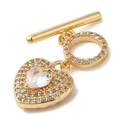 Brass Micro Pave Clear Cubic Zirconia Toggle Clasps KK-N254-82G-1