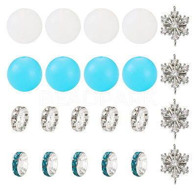 DIY Round Silicone Focal & Flat Round Iron Rhinestone Spacer Beads Jewelry Finding Making Kits DIY-TA0011-85-1