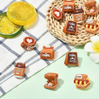 12Pcs 6 Styles Cartoon Coffee Theme Resin Lapel Pin Backs JEWB-CJ0003-04-1