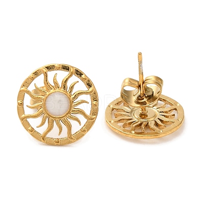 Ion Plating(IP) 304 Stainless Steel Helm Stud Earrings EJEW-C114-12A-G-1