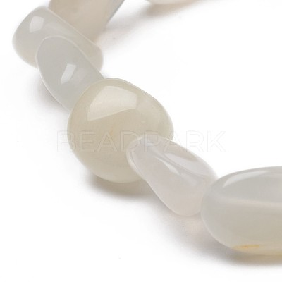 Natural White Moonstone Stretch Beaded Bracelets BJEW-K213-C02-1