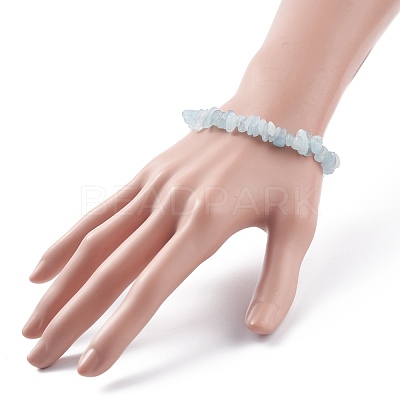 Natural Aquamarine Chips Beaded Jewelry Set SJEW-JS01232-07-1