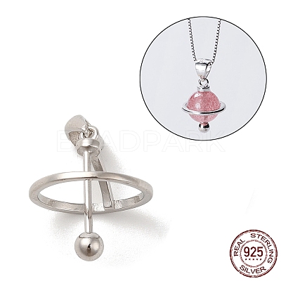 Anti-Tarnish Rhodium Plated 925 Sterling Silver Locket Style Planet Pinch Bails LS-STER-NH0001-55C-P-1