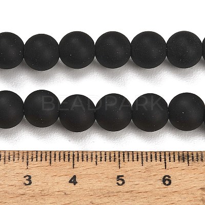 Natural Brazil Black Onyx(Dyed & Heated) Beads Strands G-Z024-01B-8mm-01-1