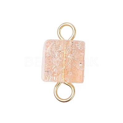12Pcs 6 Colors Crackle Glass Cube Links Connector Charms PALLOY-JF04445-1