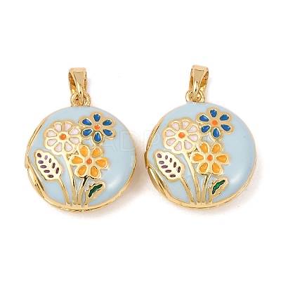 Brass Enamel Locket Pendants X-KK-G543-01G-02-1