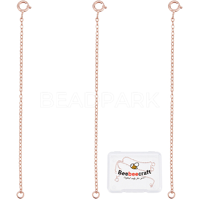 3Pcs 925 Sterling Silver Cable Chain Extender BJEW-BBC0003-32B-1