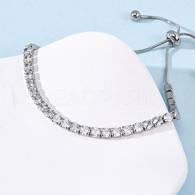 304 Stainless Steel with Clear Cubic Zirconia Link Chain Bracelets BJEW-G754-03P-03-1