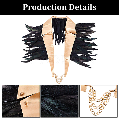 PU Leather Natural Chicken Feather Cape AJEW-WH20067-002-1