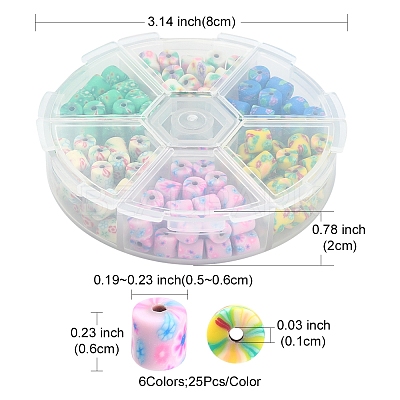150Pcs 6 Colors Handmade Polymer Clay Beads CLAY-FS0001-21-1