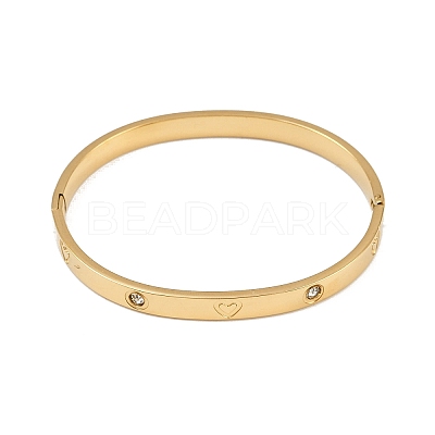 201 Stainless Steel with Rhinestone Bangles for Women X-BJEW-B138-04G-1