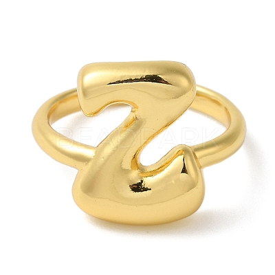 Initials Brass Open Cuff Ring for Women RJEW-N046-02Z-G-1