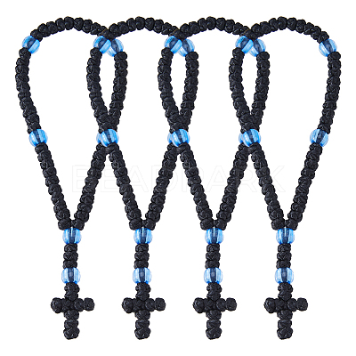 4Pcs Waxed Cord Charm Bracelets BJEW-DC0001-23-1