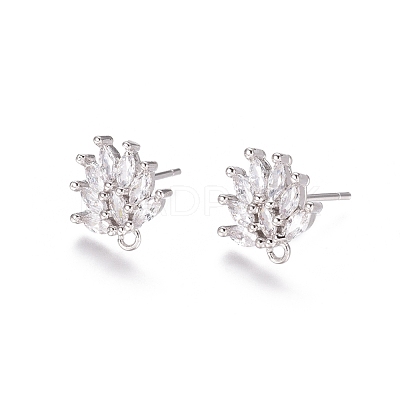 Brass Cubic Zirconia Stud Earring Findings EJEW-E257-03P-1