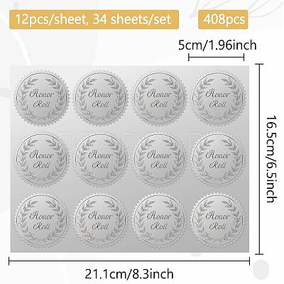 34 Sheets Silver Foil Embossed PET Picture Sticker DIY-WH0528-014-1
