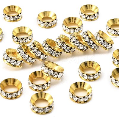 Brass Rhinestone Spacer Beads RSB094-1G-1