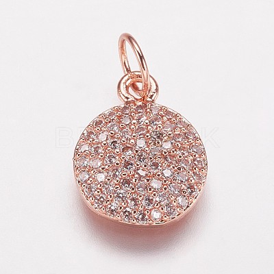 Brass Cubic Zirconia Charms KK-P134-25RG-1