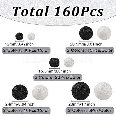 160Pcs 10 Styles Glitter Craft Foam Balls DIY-SP0005-57-1