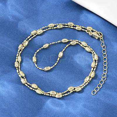 Brass Oval Ball Chain Necklaces for Men Women X-NJEW-L012-03G-1