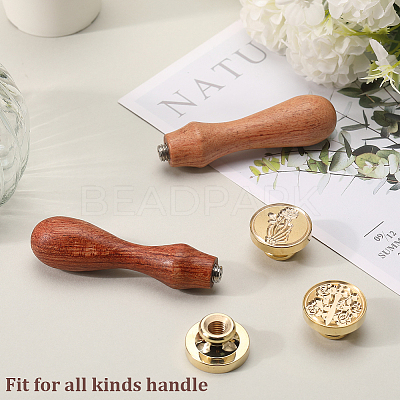 3Pcs 3 Styles Golden Plated Wax Seal Brass Stamp Head AJEW-CP0007-52B-1