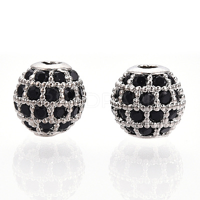Rack Plating Brass Cubic Zirconia Beads ZIRC-S001-6mm-B03-1