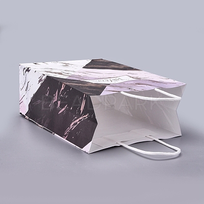 Rectangle Kraft Paper Bags with Handle DIY-I030-02A-02-1
