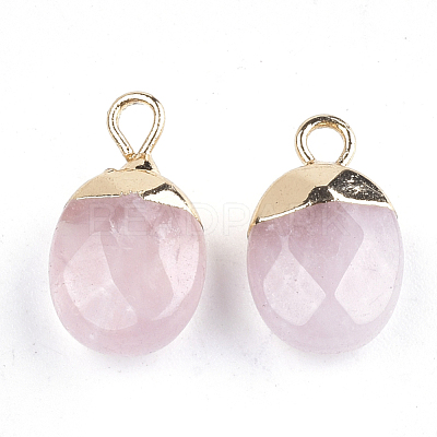 Electroplate Natural Rose Quartz Charms G-S344-09E-1