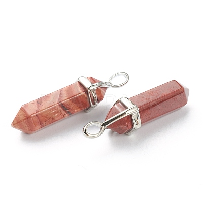 Natural Red Line Jasper Pointed Pendants G-M378-01P-A34-1