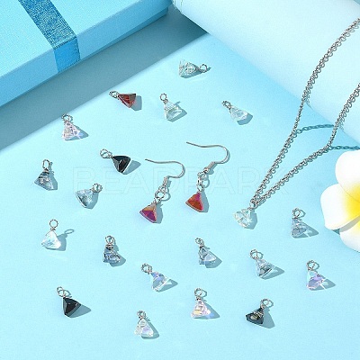35Pcs 7 Colors Glass Pendants PALLOY-YW00222-1