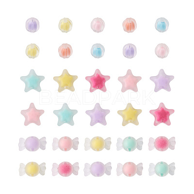 120Pcs 3 Style Transparent Acrylic Beads TACR-BT0001-03-1
