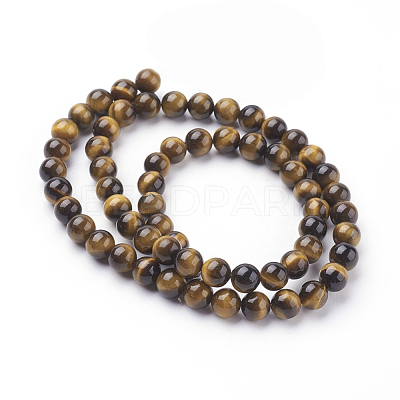 Natural Tiger Eye Beads Strands X-G-G099-6mm-4-1
