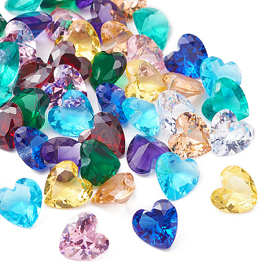 50Pcs 10 Colors Cubic Zirconia Pointed Back Cabochons ZIRC-CJ0001-24-1