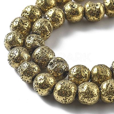 Electroplated Natural Lava Rock Beads Strands G-A251-E01-01A-1