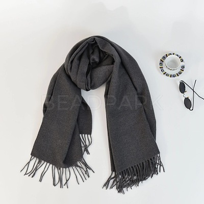 Women's Long Plaid Polyester Imitation Cashmere Tassels Scarf COHT-PW0001-34-29-1