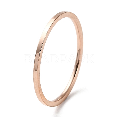 Ion Plating(IP) 304 Stainless Steel Simple Plain Band Finger Ring for Women Men RJEW-F152-05RG-1