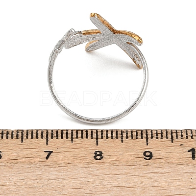 Adjustable 304 Stainless Steel Cuff Rings for Women RJEW-B135-01GP-07-1