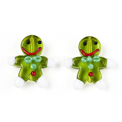 Gingerbread Man Handmade Lampwork Beads LAMP-G150-04E-1