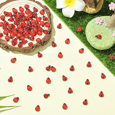 100Pcs 2 Styles Ladybug Resin Cabochons MRMJ-YW0001-079-1