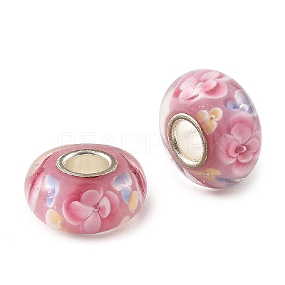Lampwork & Brass Core European Beads LAMP-P019-01P-14-1