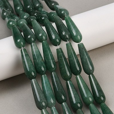 Natural Green Aventurine Teardrop Beads Strands G-E329-31-1