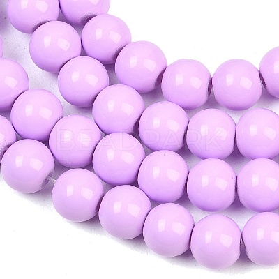 Painted Glass Bead Strands DGLA-S071-8mm-B38-1