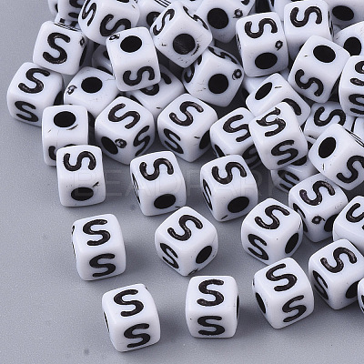 White Opaque Acrylic Beads X-MACR-R869-02S-1