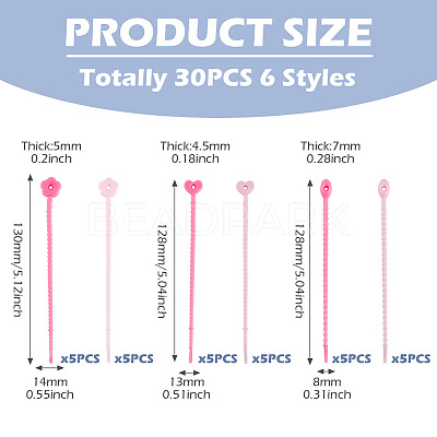 30Pcs 6 Styles Silicone Cable Zip Ties AJEW-TADJ0001-09-1