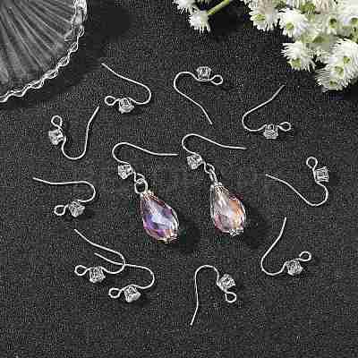SHEGRACE Brass Pave Cubic Zirconia Earring Findings XGRQ4S090-743P-1