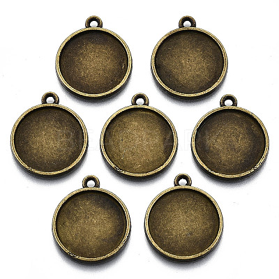Tibetan Style Alloy Pendant Cabochon Settings X-TIBE-S322-002B-AB-NR-1