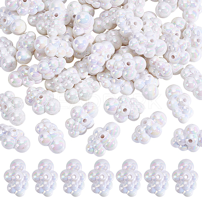 50Pcs UV Plating Iridescent Acrylic Bead OACR-GO0001-02-1