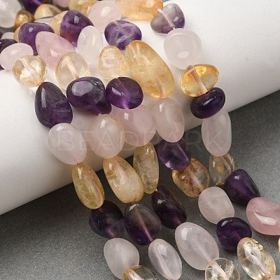 Natural Amethyst & Heated Citrine & Rose Quartz Beads Strands GG-CBA76A0-01-1